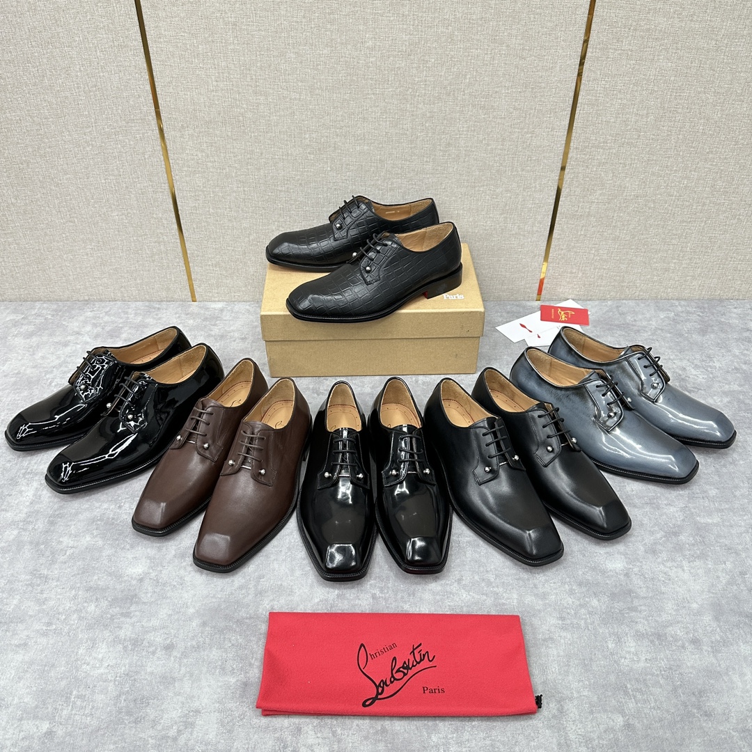 CL新品正装鞋皮鞋Christia*Loubouti*红底鞋GREGGO男士牛津鞋官方采用进口牛皮/亮面