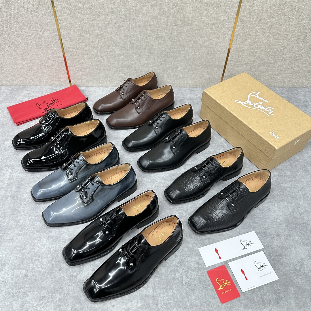 CL新品正装鞋皮鞋Christia*Loubouti*红底鞋GREGGO男士牛津鞋官方采用进口牛皮/亮面