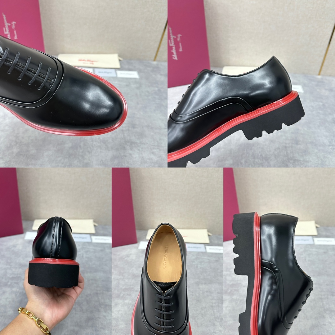 SF家新品Ferraga*菲拉新款男士商务休闲皮鞋牛津鞋莞产重工猛货！这款系带牛津鞋采用进口开边珠皮革制