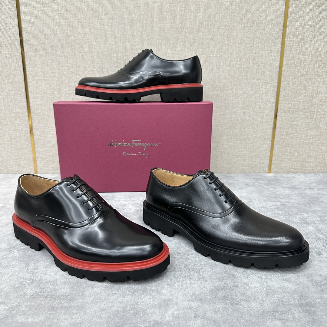 SF家新品Ferraga*菲拉新款男士商务休闲皮鞋牛津鞋莞产重工猛货！这款系带牛津鞋采用进口开边珠皮革制