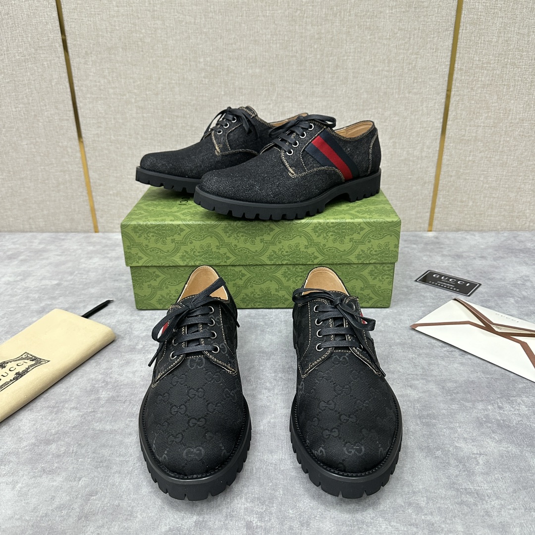 G家新品古-驰GUCC*男士牛仔布系带厚底鞋官方8,200牛仔布的运用从成衣延伸至鞋履为靴子运动鞋和乐福