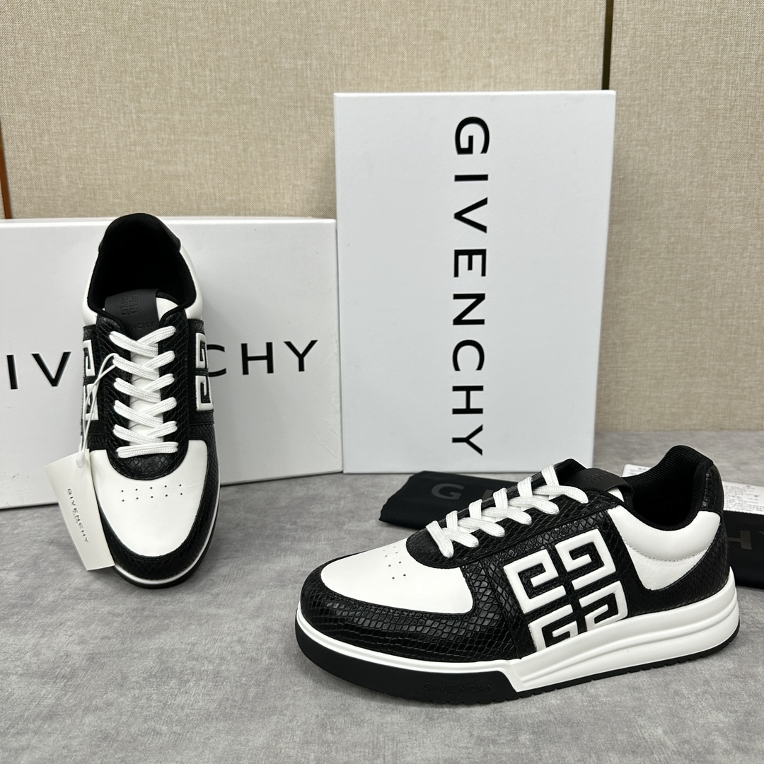 GVX新品GIVENCH*纪梵-希G4系列低帮运动鞋官方5,390进口牛皮系带拼接撞色设计侧面压印4GL