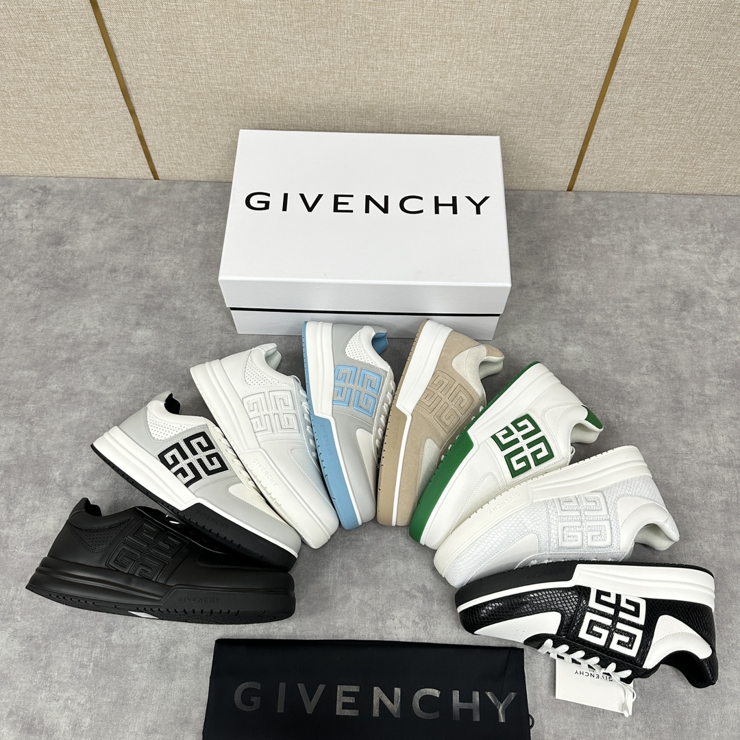 GVX新品GIVENCH*纪梵-希G4系列低帮运动鞋官方5,390进口牛皮系带拼接撞色设计侧面压印4GL