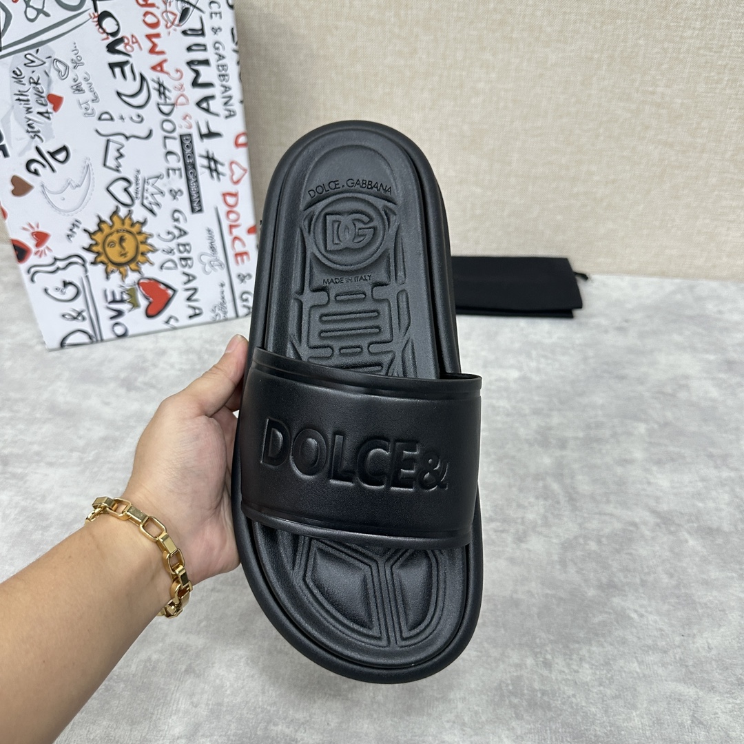 D&G杜嘉-班纳Dolce&Gabban*新品面包拖鞋小牛皮柔软鞋面滴胶工艺立体logo发泡超轻大底搭配