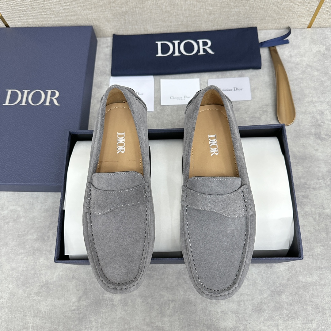 Shop the Best High Quality
 Dior Loafers Moccasin Single Layer Shoes Grey Silver Men Cowhide Rubber Casual