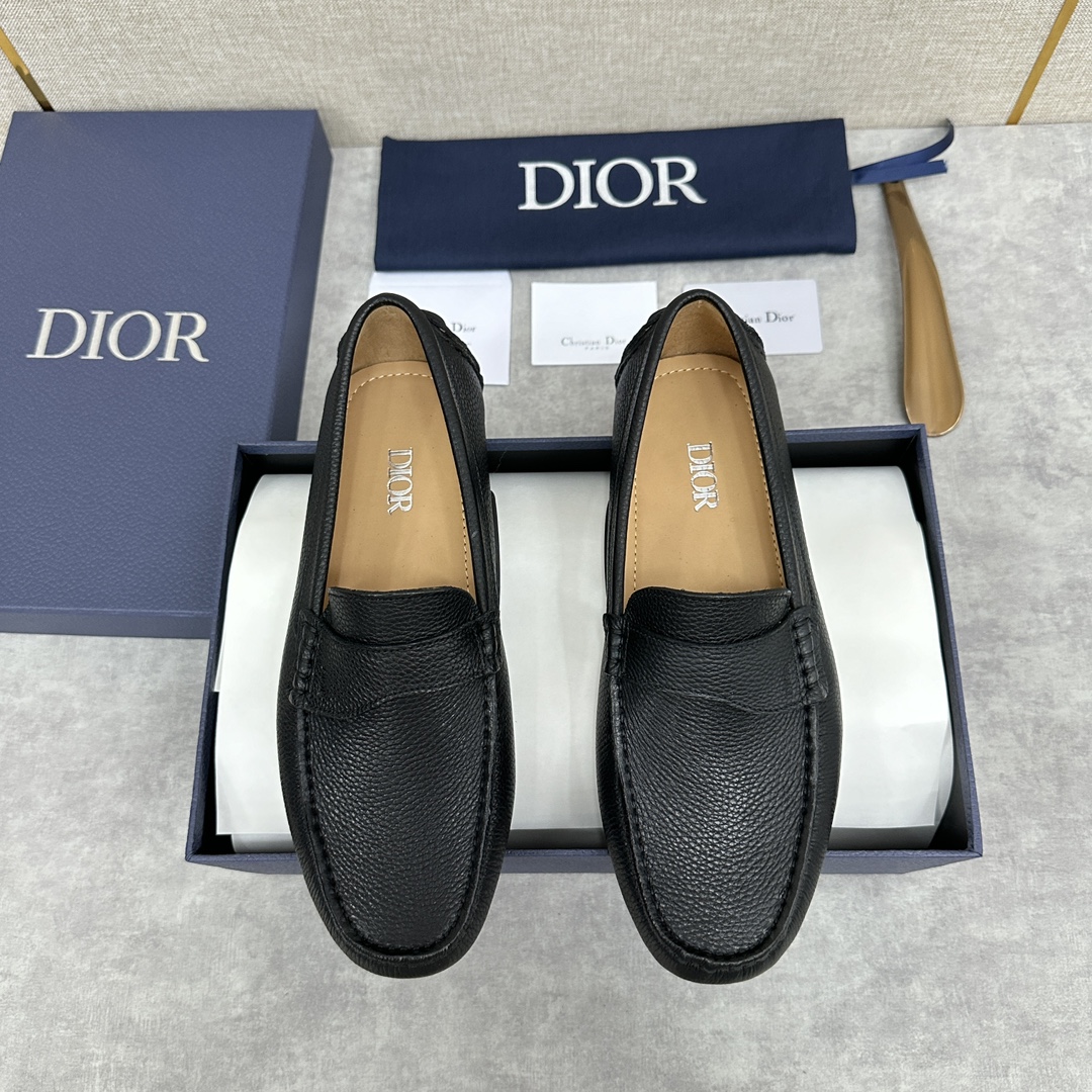 Top Quality Website
 Dior Replica
 Loafers Moccasin Single Layer Shoes Grey Silver Men Cowhide Rubber Casual