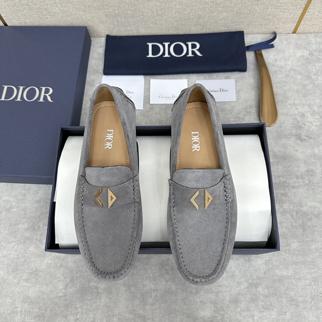 Dior Cheap
 Loafers Moccasin Single Layer Shoes Black Grey Men Cowhide Rubber Casual