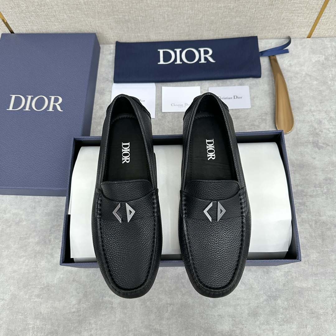 Shop Designer
 Dior High
 Loafers Moccasin Single Layer Shoes Black Grey Men Cowhide Rubber Casual