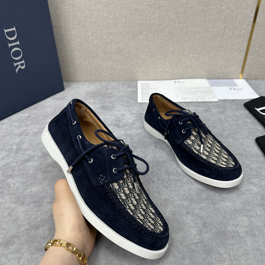 CD家新品迪-奥Dior*Granville船鞋绒面革Oblique印花提花休闲系带鞋官方8,500这款