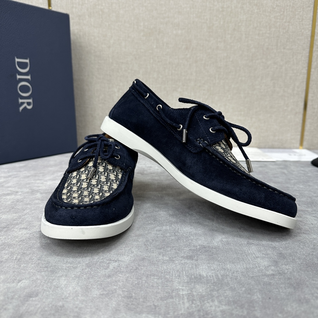 CD家新品迪-奥Dior*Granville船鞋绒面革Oblique印花提花休闲系带鞋官方8,500这款