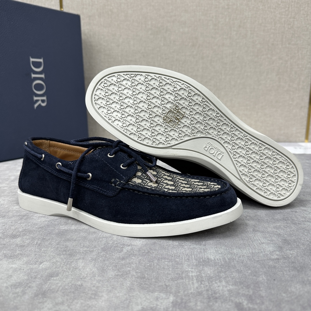 CD家新品迪-奥Dior*Granville船鞋绒面革Oblique印花提花休闲系带鞋官方8,500这款