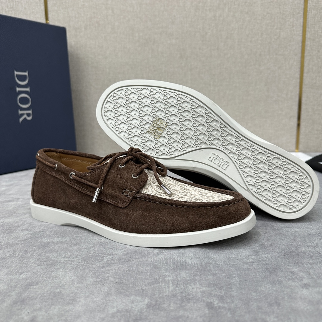 CD家新品迪-奥Dior*Granville船鞋绒面革Oblique印花提花休闲系带鞋官方8,500这款