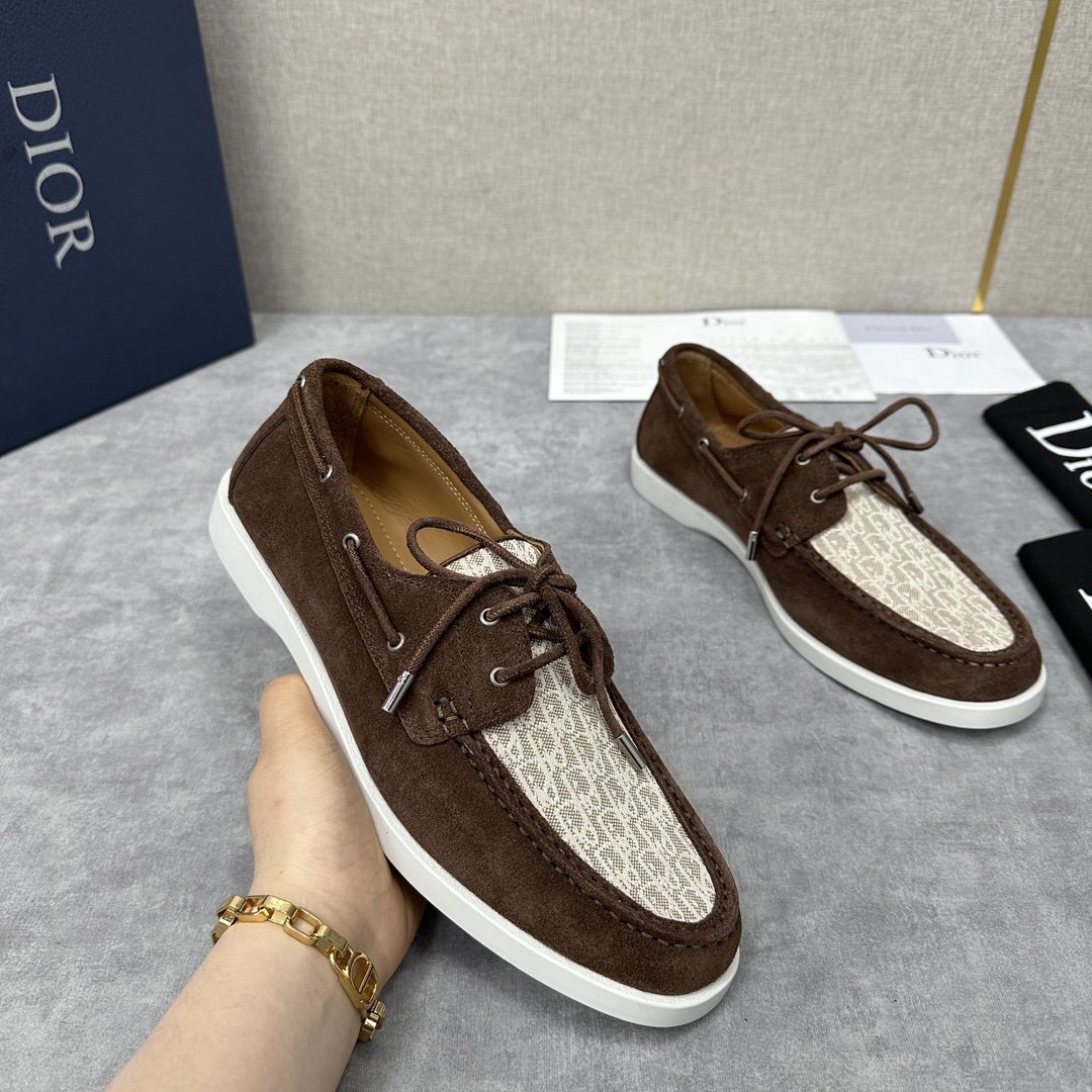 CD家新品迪-奥Dior*Granville船鞋绒面革Oblique印花提花休闲系带鞋官方8,500这款