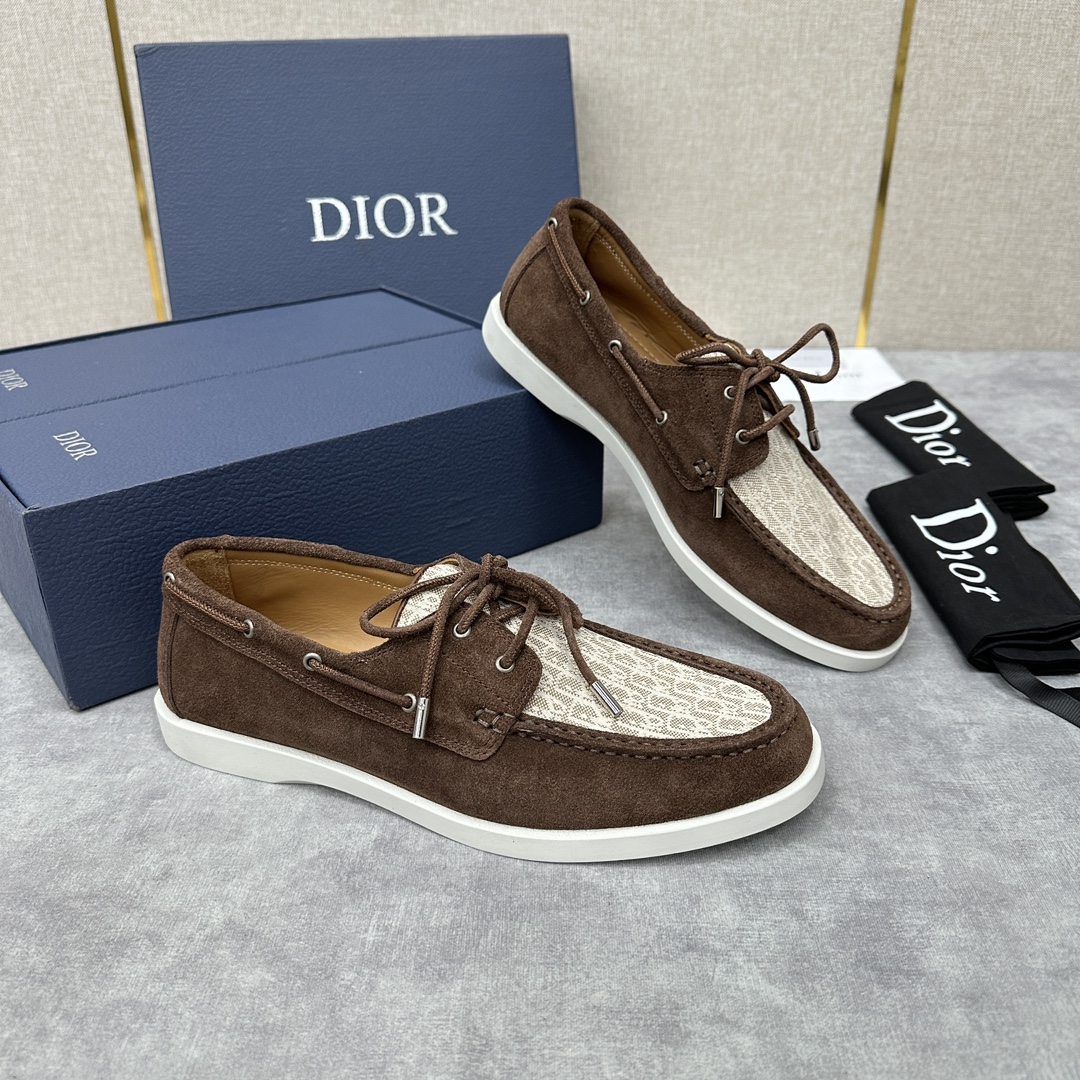 CD家新品迪-奥Dior*Granville船鞋绒面革Oblique印花提花休闲系带鞋官方8,500这款