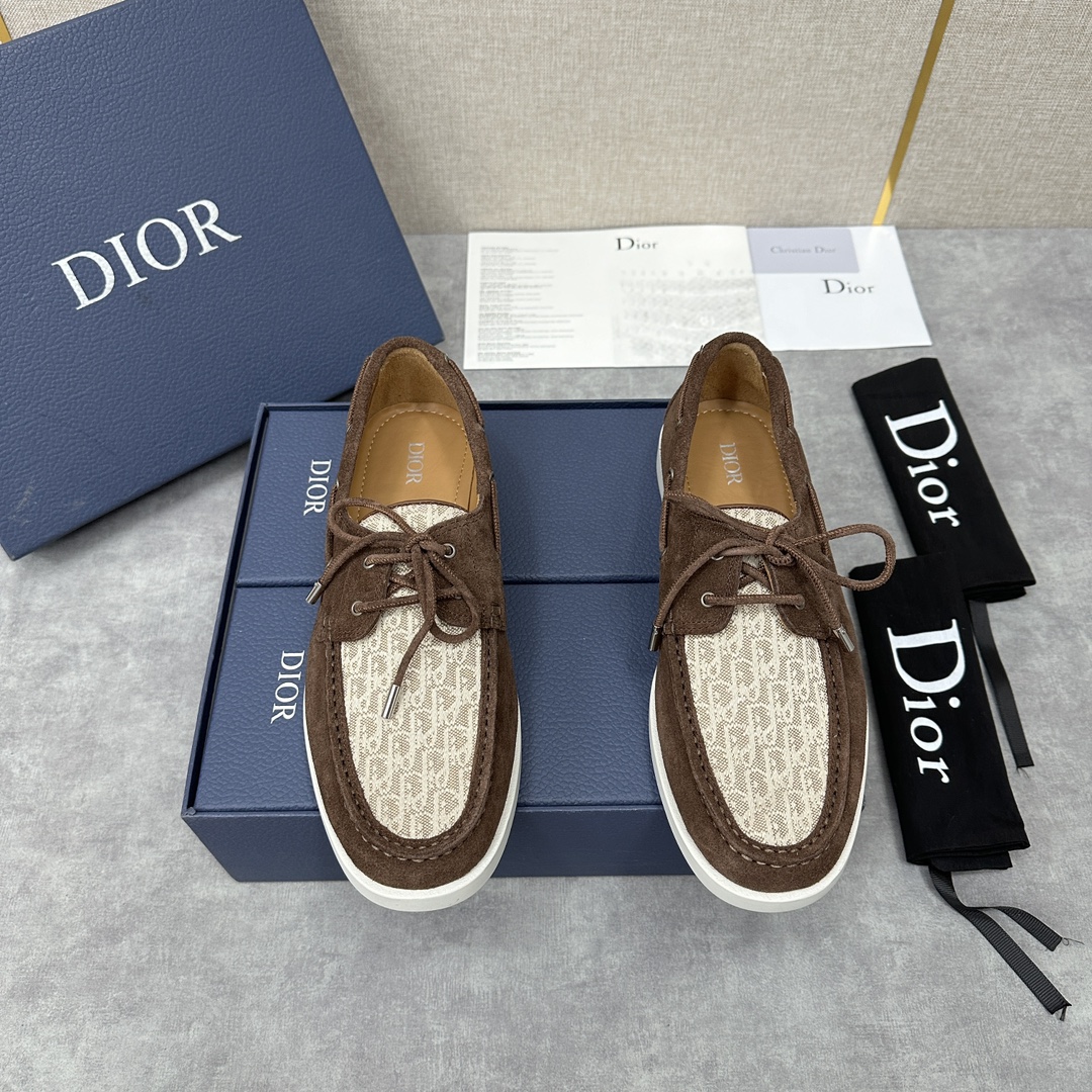 CD家新品迪-奥Dior*Granville船鞋绒面革Oblique印花提花休闲系带鞋官方8,500这款