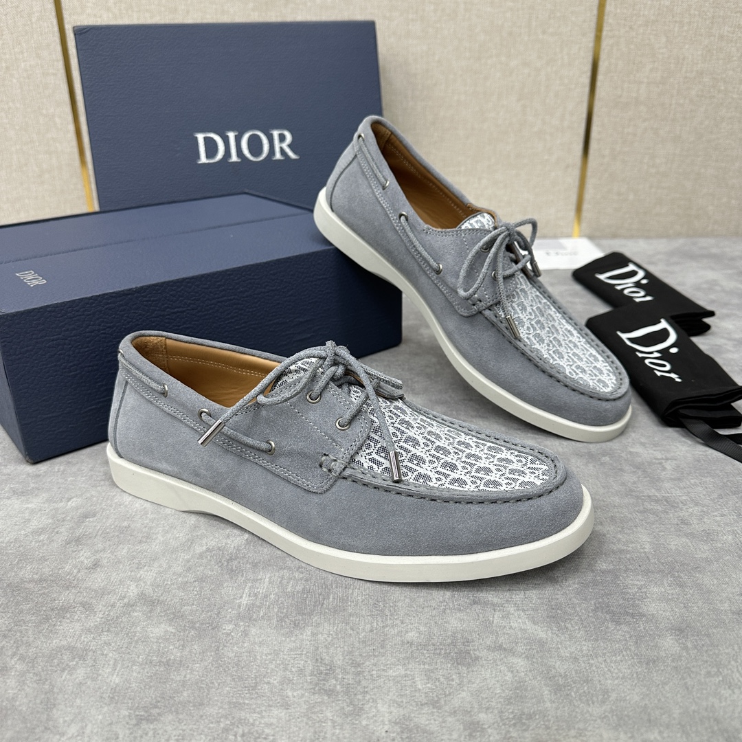 CD家新品迪-奥Dior*Granville船鞋绒面革Oblique印花提花休闲系带鞋官方8,500这款