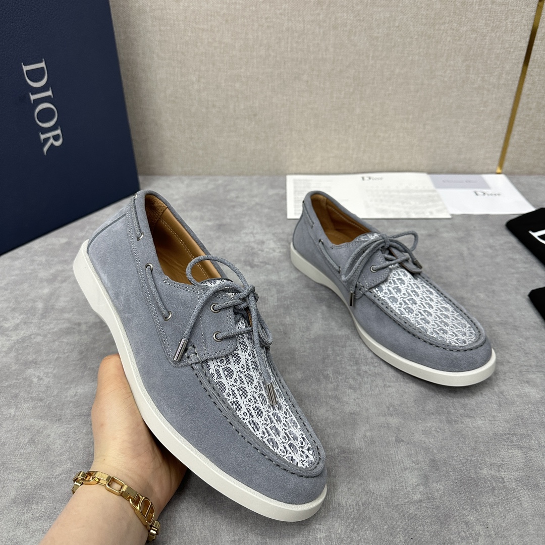 CD家新品迪-奥Dior*Granville船鞋绒面革Oblique印花提花休闲系带鞋官方8,500这款