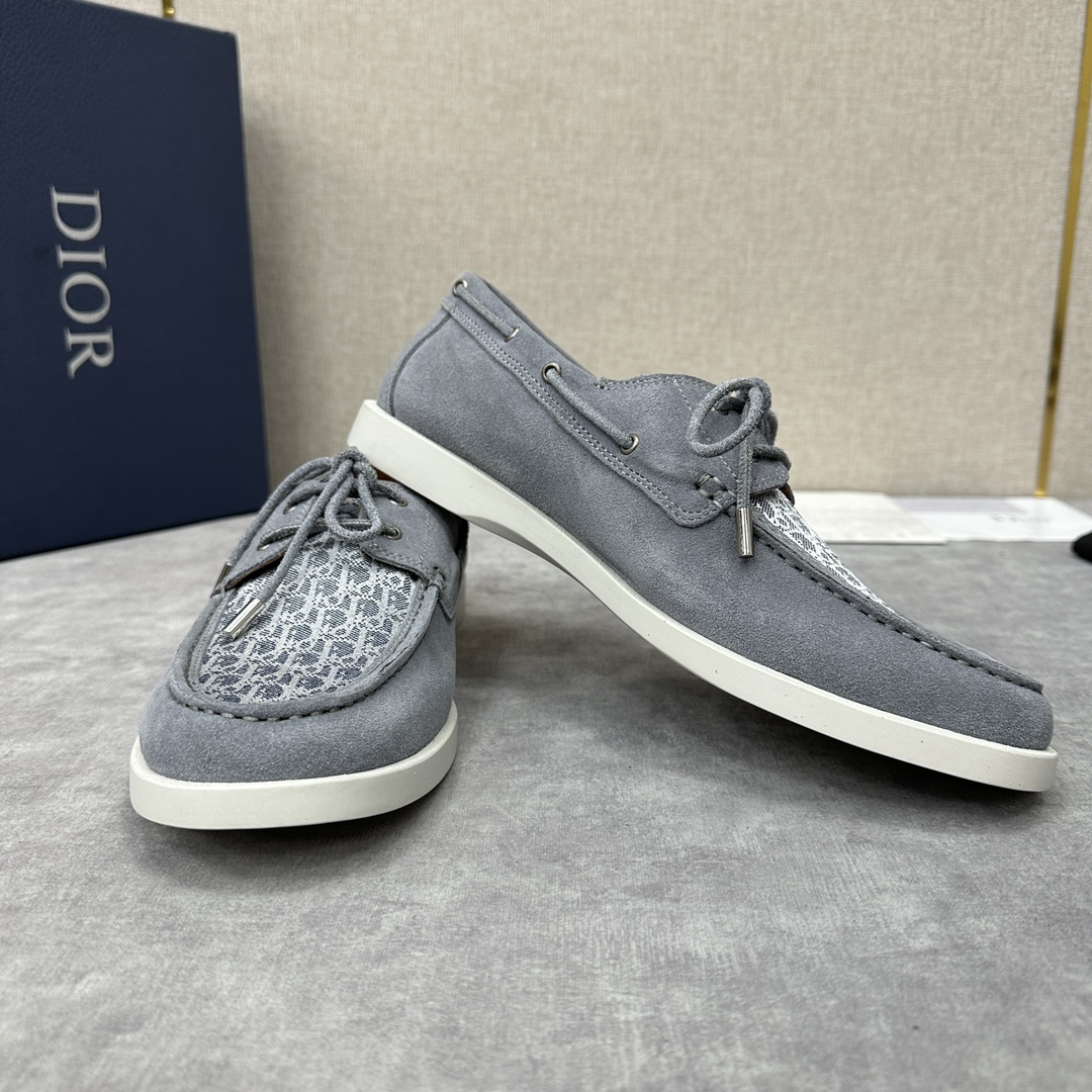 CD家新品迪-奥Dior*Granville船鞋绒面革Oblique印花提花休闲系带鞋官方8,500这款