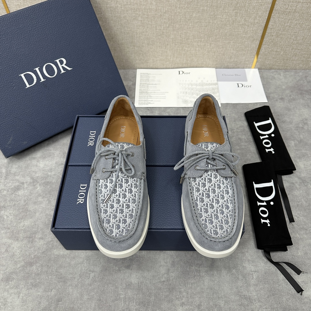 CD家新品迪-奥Dior*Granville船鞋绒面革Oblique印花提花休闲系带鞋官方8,500这款