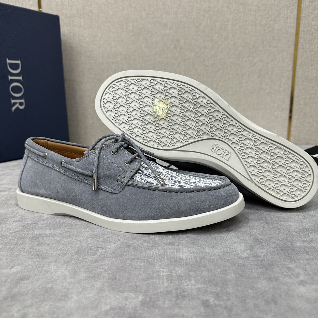 CD家新品迪-奥Dior*Granville船鞋绒面革Oblique印花提花休闲系带鞋官方8,500这款