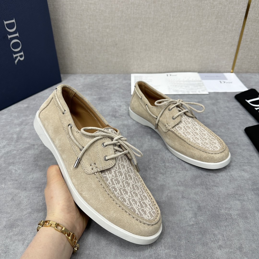 CD家新品迪-奥Dior*Granville船鞋绒面革Oblique印花提花休闲系带鞋官方8,500这款