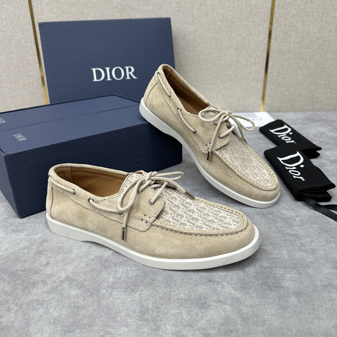 CD家新品迪-奥Dior*Granville船鞋绒面革Oblique印花提花休闲系带鞋官方8,500这款