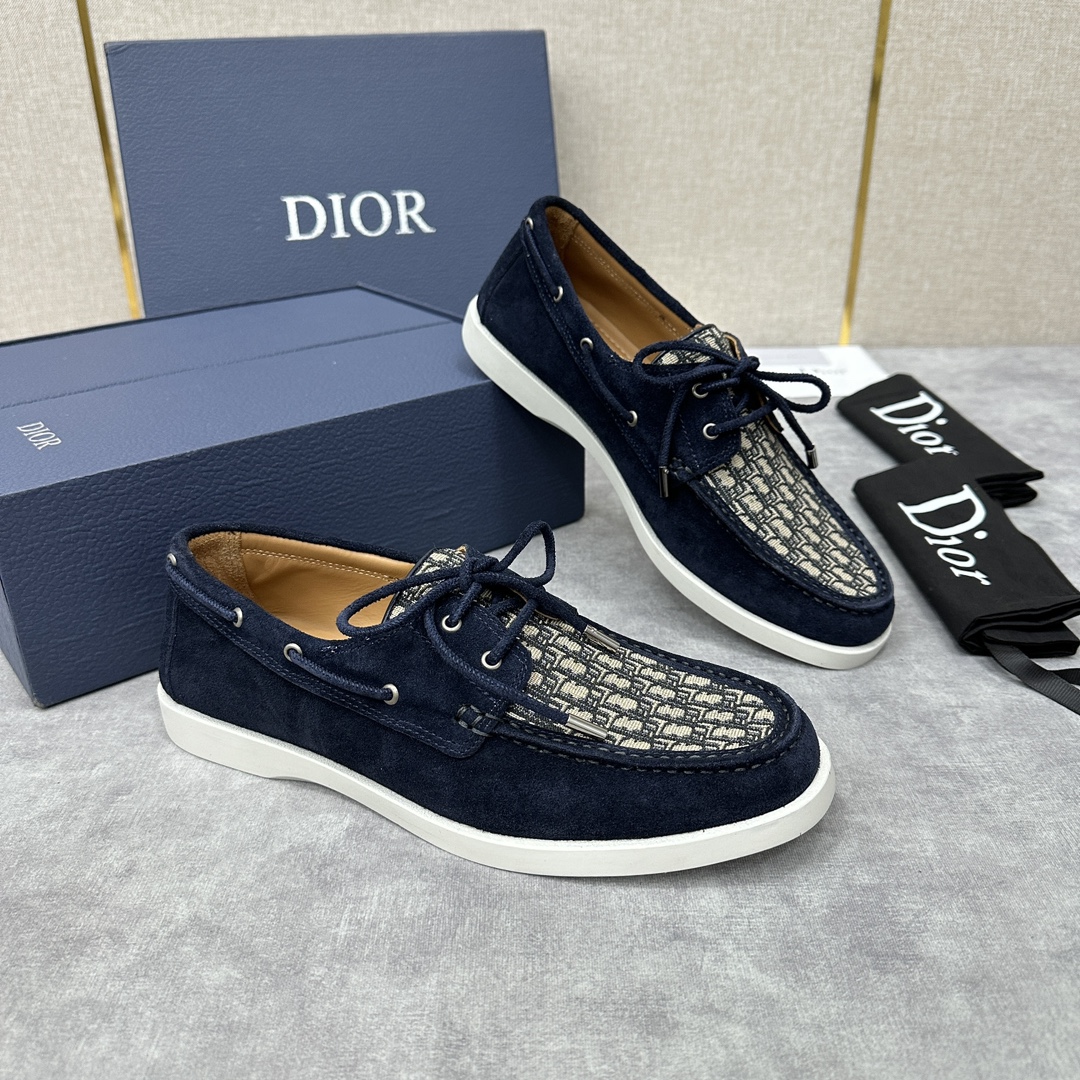 CD家新品迪-奥Dior*Granville船鞋绒面革Oblique印花提花休闲系带鞋官方8,500这款