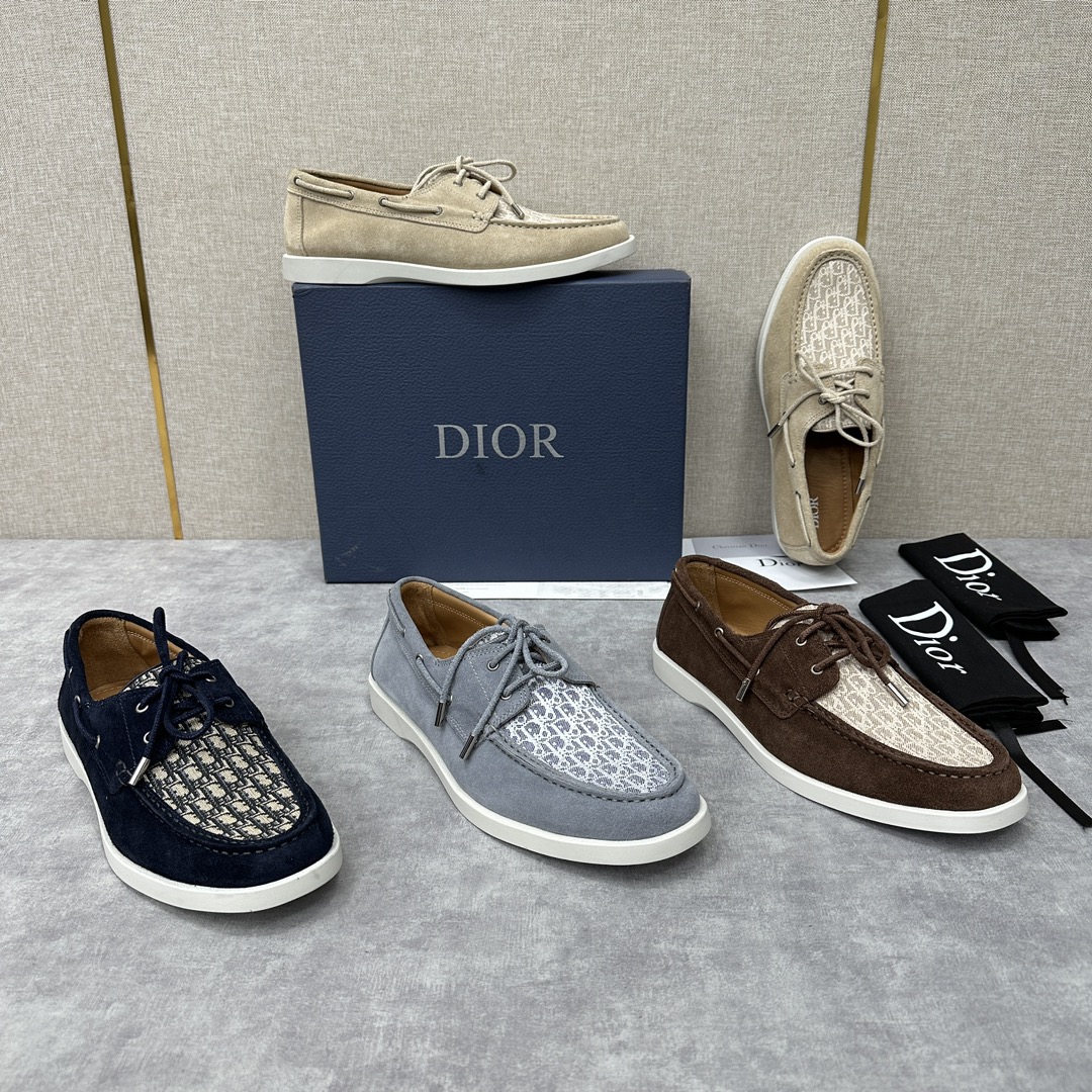 CD家新品迪-奥Dior*Granville船鞋绒面革Oblique印花提花休闲系带鞋官方8,500这款