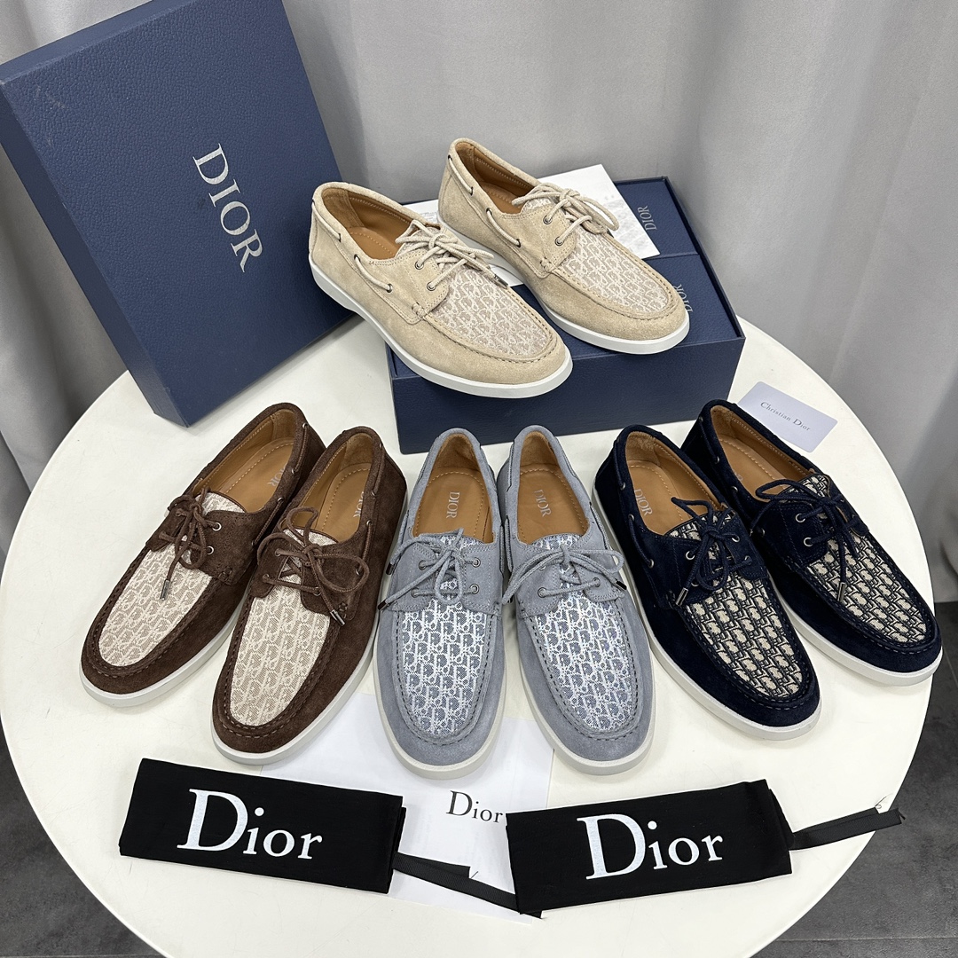 CD家新品迪-奥Dior*Granville船鞋绒面革Oblique印花提花休闲系带鞋官方8,500标准