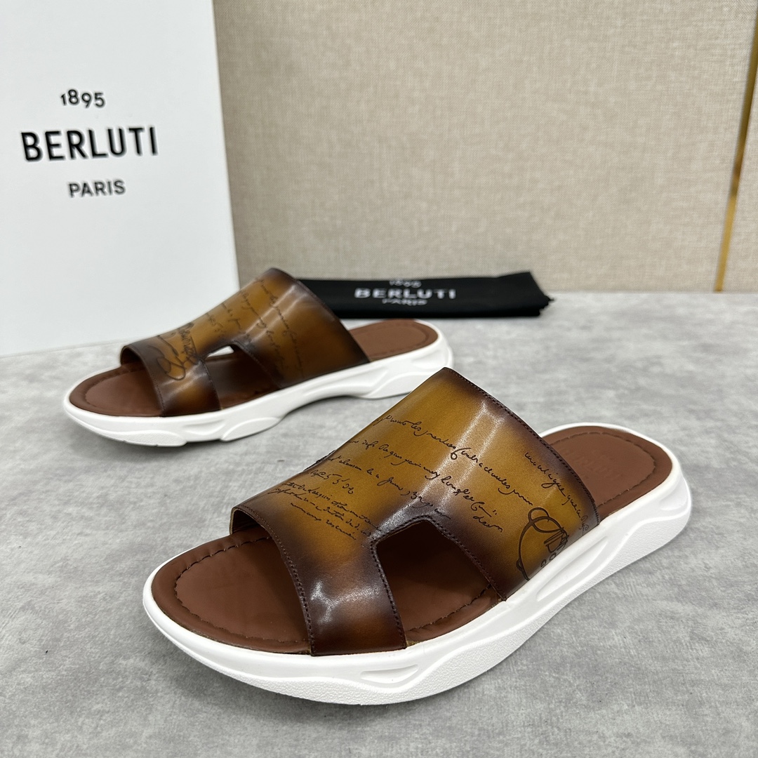 Berlut*布鲁提2024夏季新品系列灵感新季新款Shadow皮革拖鞋官方9,700全新设计拖鞋简约大