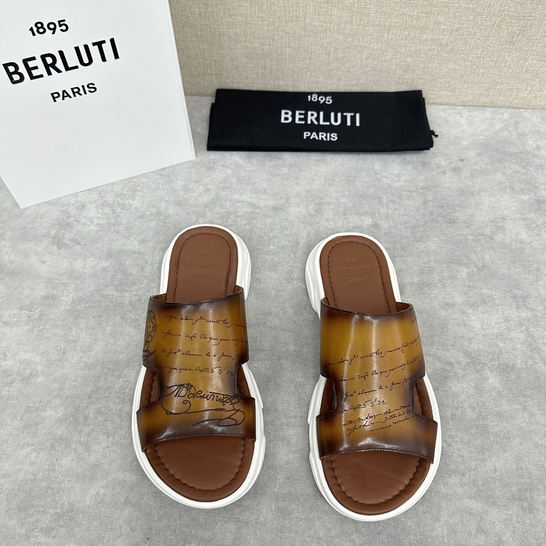 Berlut*布鲁提2024夏季新品系列灵感新季新款Shadow皮革拖鞋官方9,700全新设计拖鞋简约大