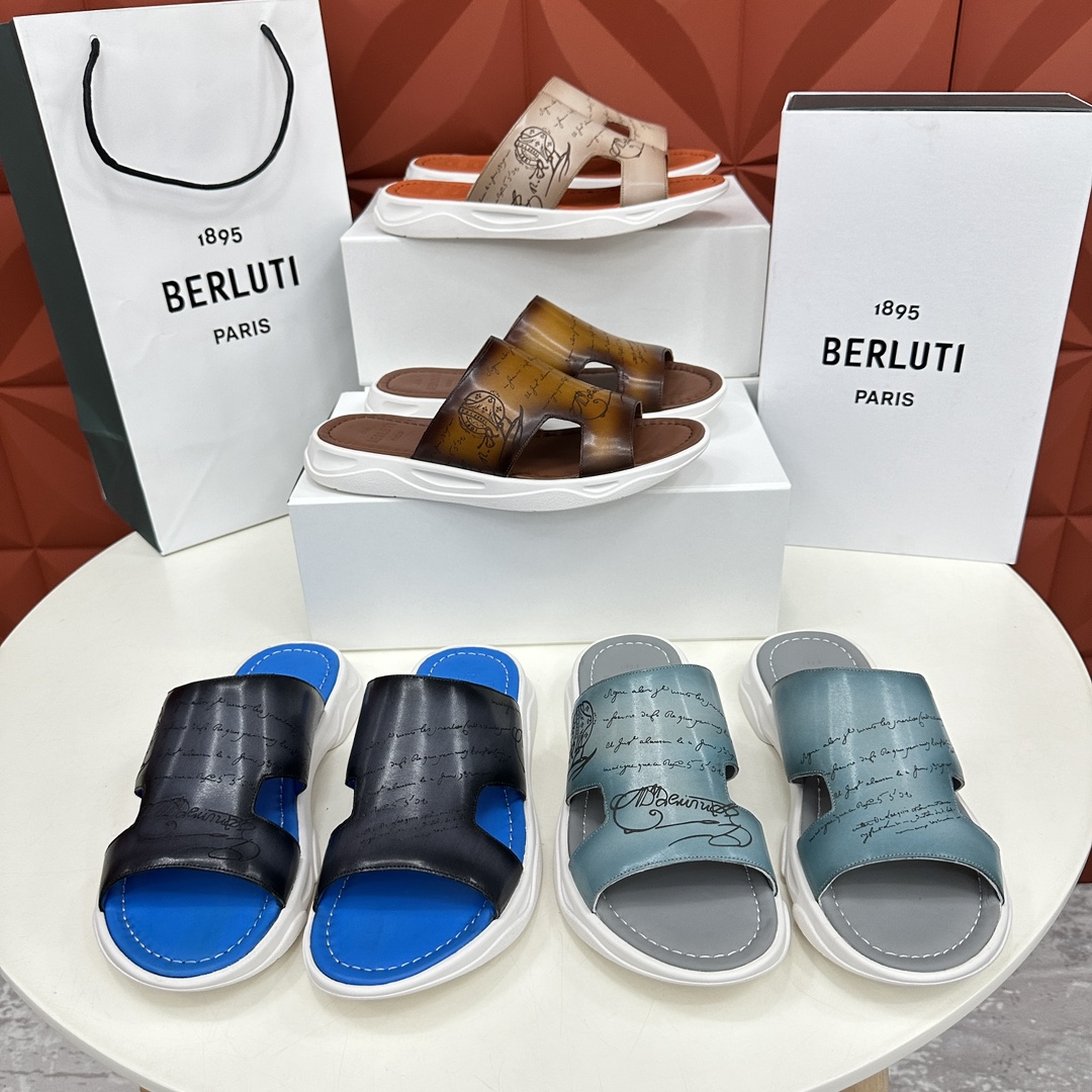 Berlut*布鲁提2024夏季新品系列灵感新季新款Shadow皮革拖鞋官方9,700全新设计拖鞋简约大