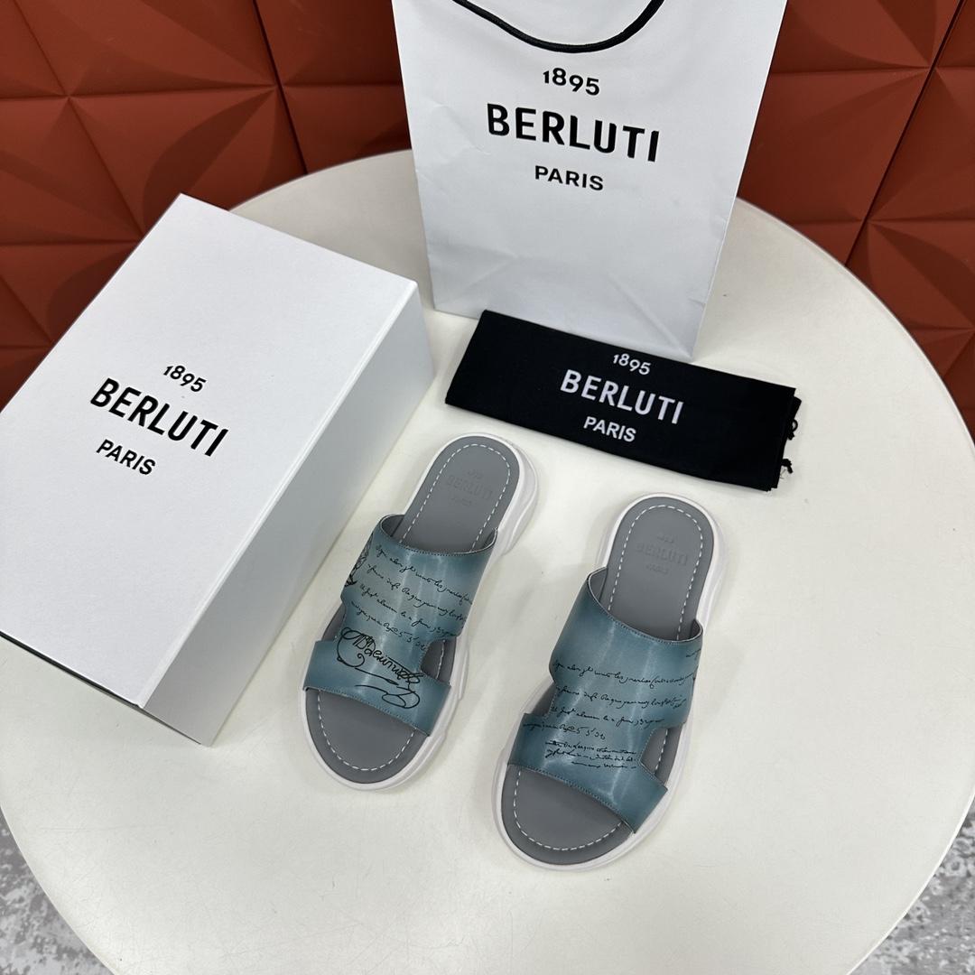 Berlut*布鲁提2024夏季新品系列灵感新季新款Shadow皮革拖鞋官方9,700全新设计拖鞋简约大