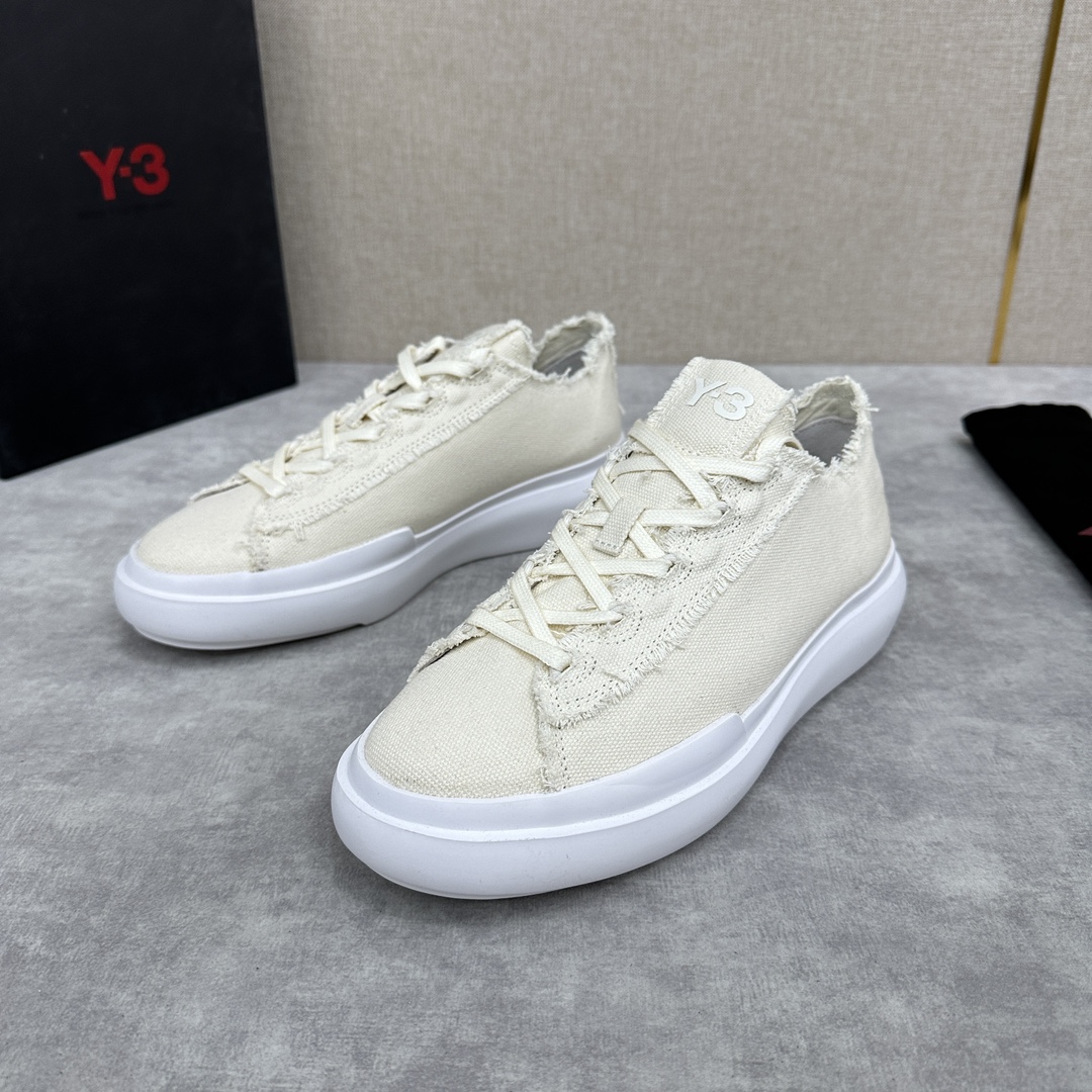 Y-3新品官网同步休闲鞋板鞋老头山本-耀司操刀重回经典的黑白配色搭配做旧帆布系带休闲乞丐鞋百搭款式厚底男