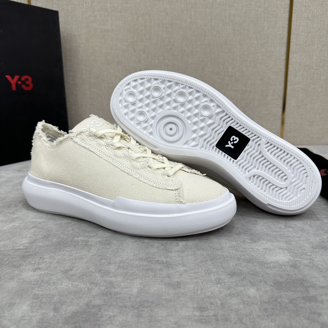 Y-3新品官网同步休闲鞋板鞋老头山本-耀司操刀重回经典的黑白配色搭配做旧帆布系带休闲乞丐鞋百搭款式厚底男