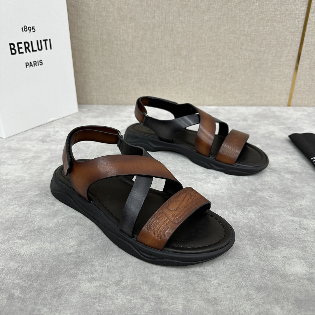 Berlut*布鲁提2024夏季凉鞋新品系列灵感新季新款Shadow皮革凉鞋官方9,900全新设计拖鞋简