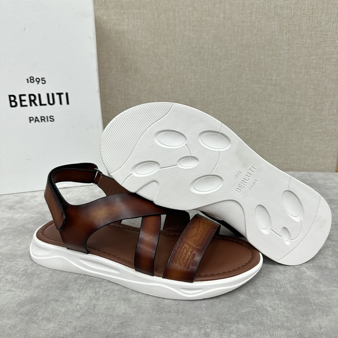 Berlut*布鲁提2024夏季凉鞋新品系列灵感新季新款Shadow皮革凉鞋官方9,900全新设计拖鞋简