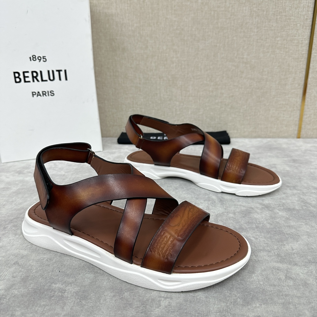 Berlut*布鲁提2024夏季凉鞋新品系列灵感新季新款Shadow皮革凉鞋官方9,900全新设计拖鞋简