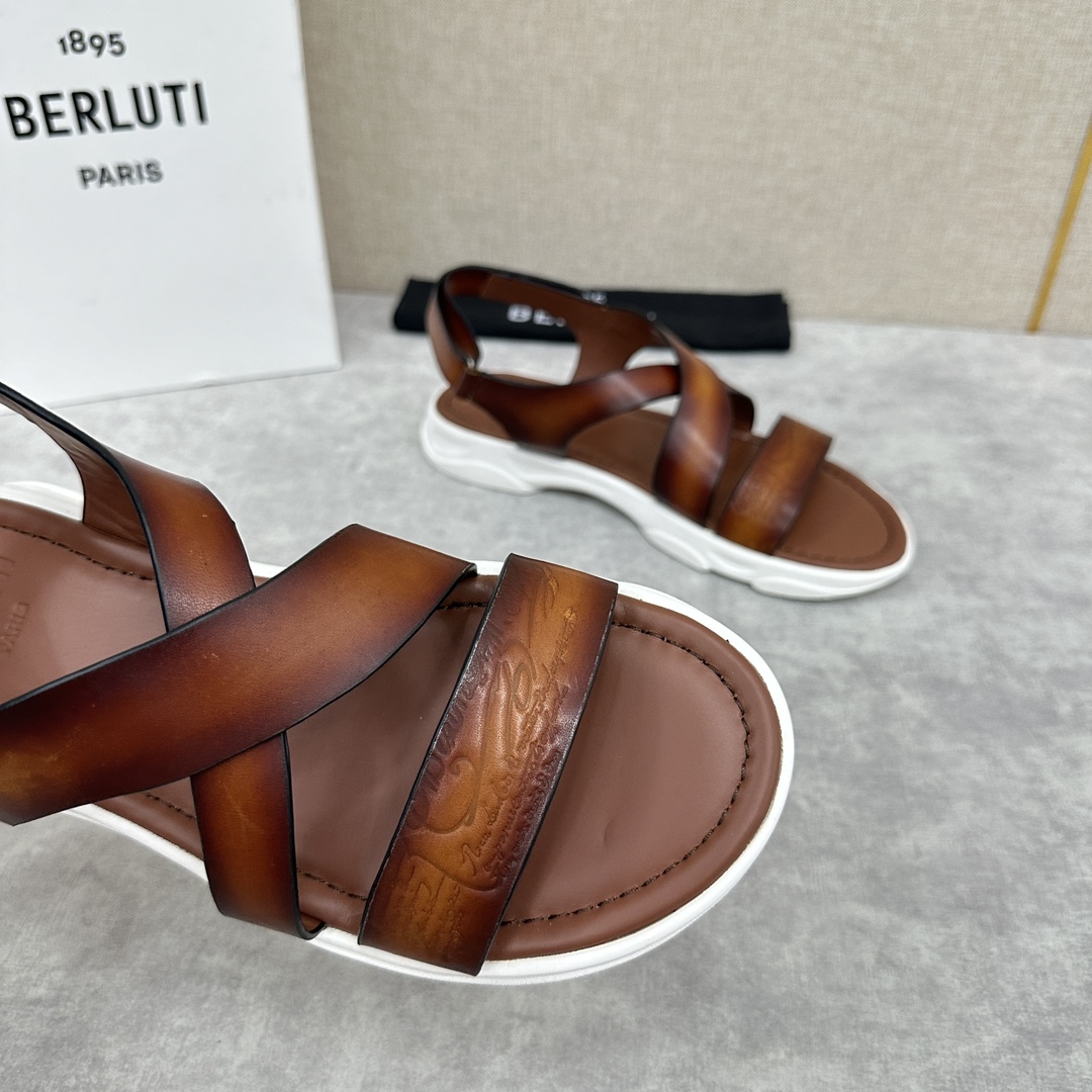 Berlut*布鲁提2024夏季凉鞋新品系列灵感新季新款Shadow皮革凉鞋官方9,900全新设计拖鞋简