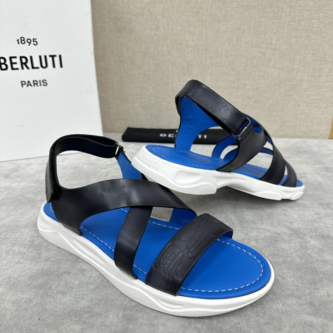 Berlut*布鲁提2024夏季凉鞋新品系列灵感新季新款Shadow皮革凉鞋官方9,900全新设计拖鞋简