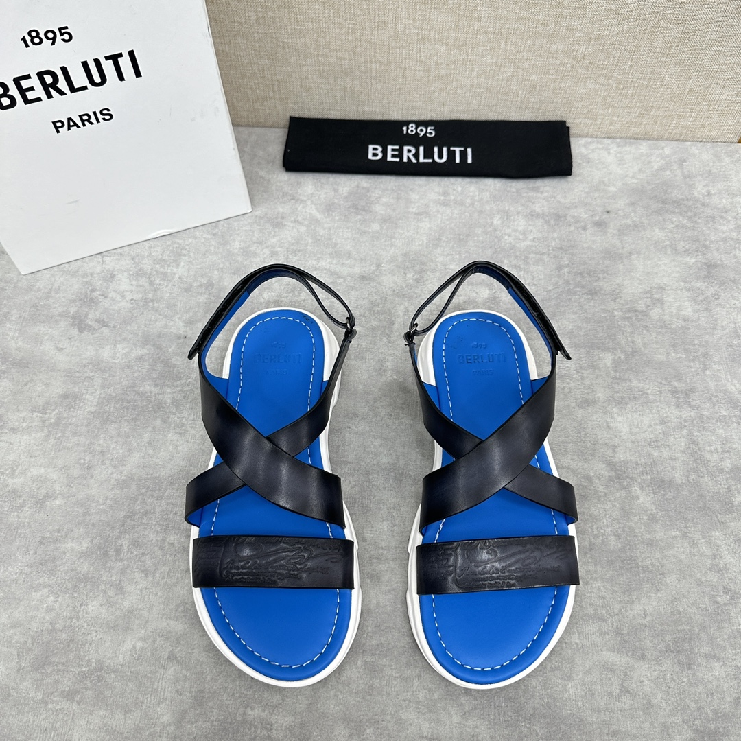 Berlut*布鲁提2024夏季凉鞋新品系列灵感新季新款Shadow皮革凉鞋官方9,900全新设计拖鞋简