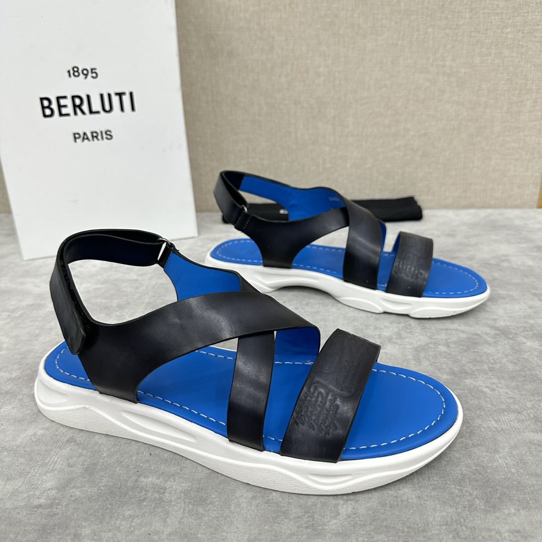 Berlut*布鲁提2024夏季凉鞋新品系列灵感新季新款Shadow皮革凉鞋官方9,900全新设计拖鞋简