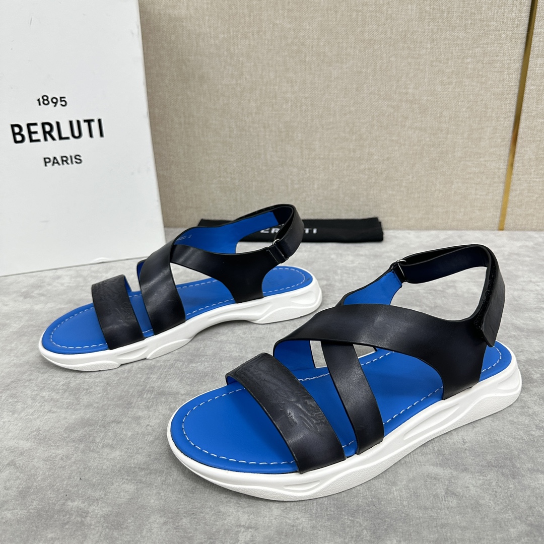 Berlut*布鲁提2024夏季凉鞋新品系列灵感新季新款Shadow皮革凉鞋官方9,900全新设计拖鞋简