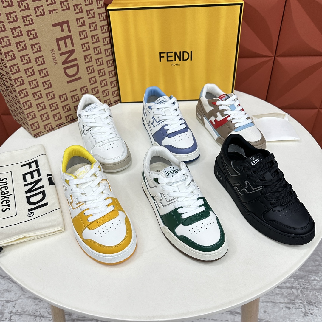 FD新品情侣款复古撞色运动鞋板鞋上Fend*Match紧凑设计运动鞋鞋舌带复古标签侧面饰有立体感FF图案