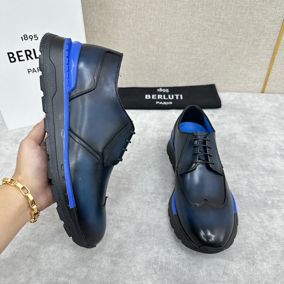 Berlut*布鲁提升级版第四代私模大底FastTrack皮革运动鞋官方11,200最新款男士休闲运动跑