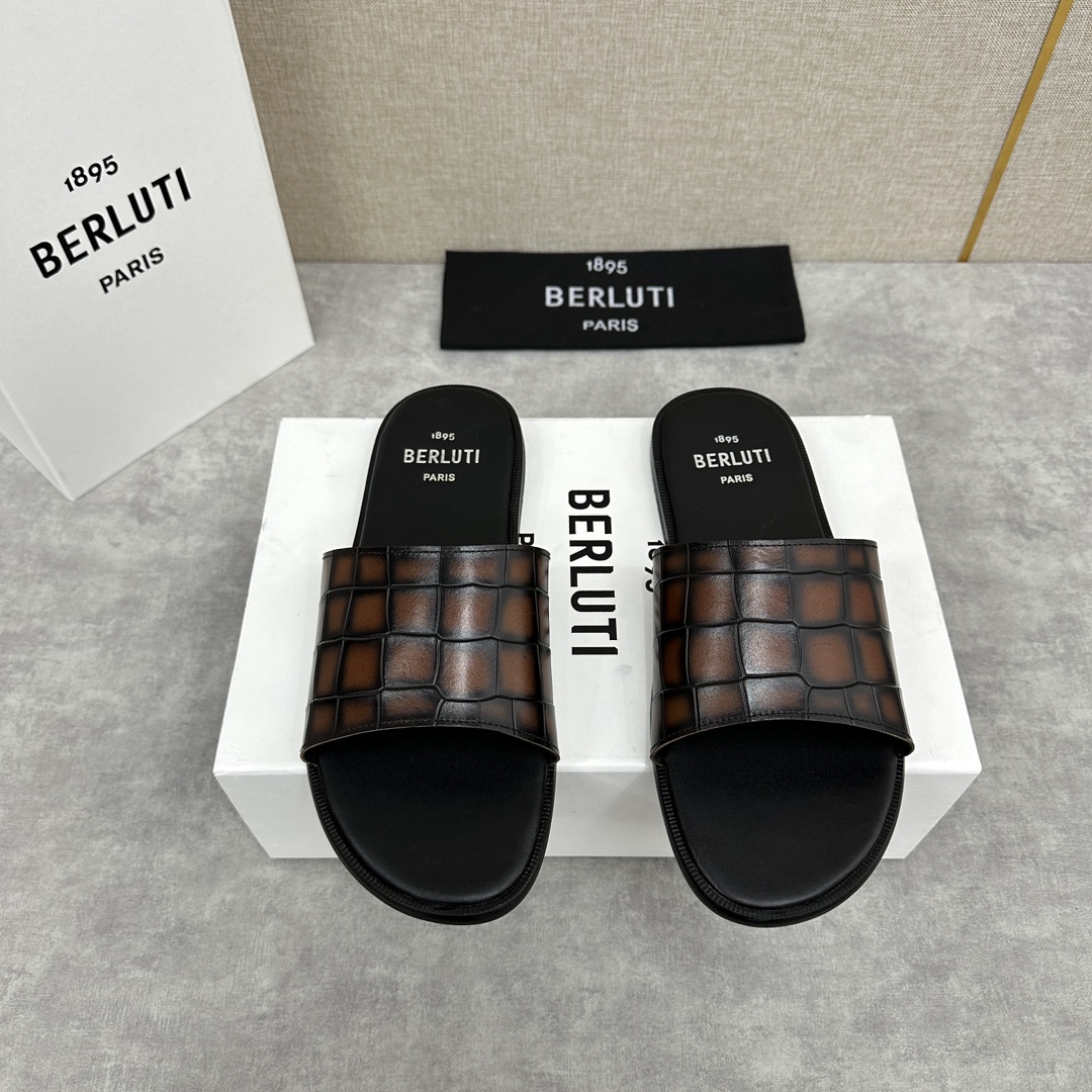 Berlut*布鲁提SifnosScritto皮革凉鞋拖鞋上新春夏系列意大利生产EGIO楦凝聚工艺与创意