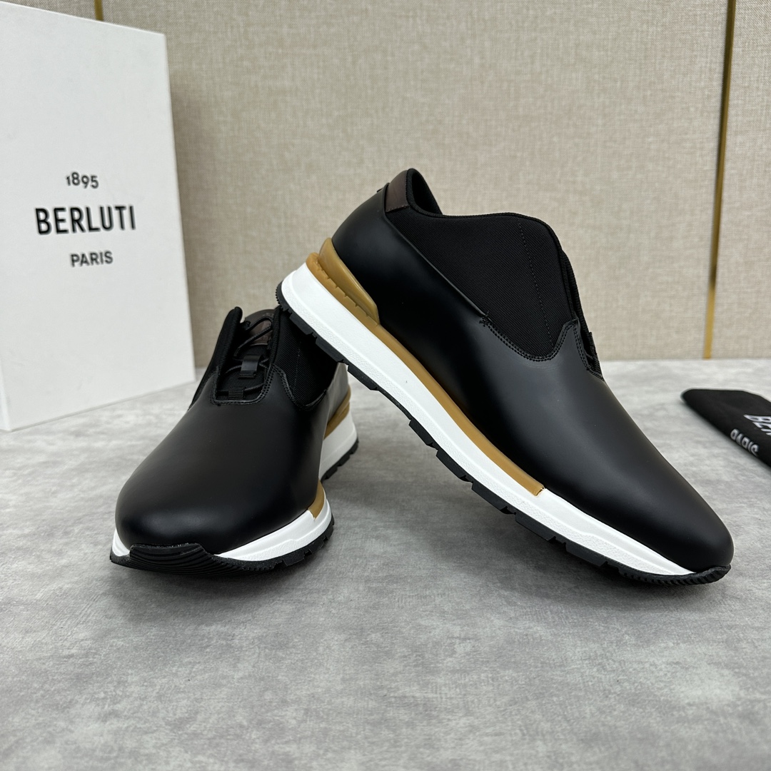 Berlut*布鲁提升级版第四代私模大底FastTrack皮革运动鞋官方11,500最新款男士休闲运动跑