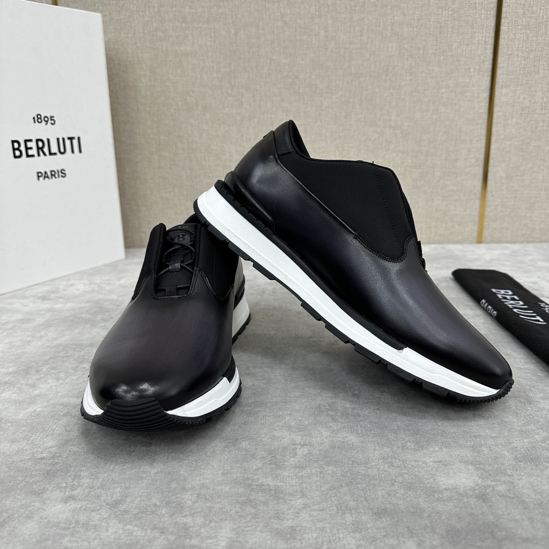 Berlut*布鲁提升级版第四代私模大底FastTrack皮革运动鞋官方11,500最新款男士休闲运动跑