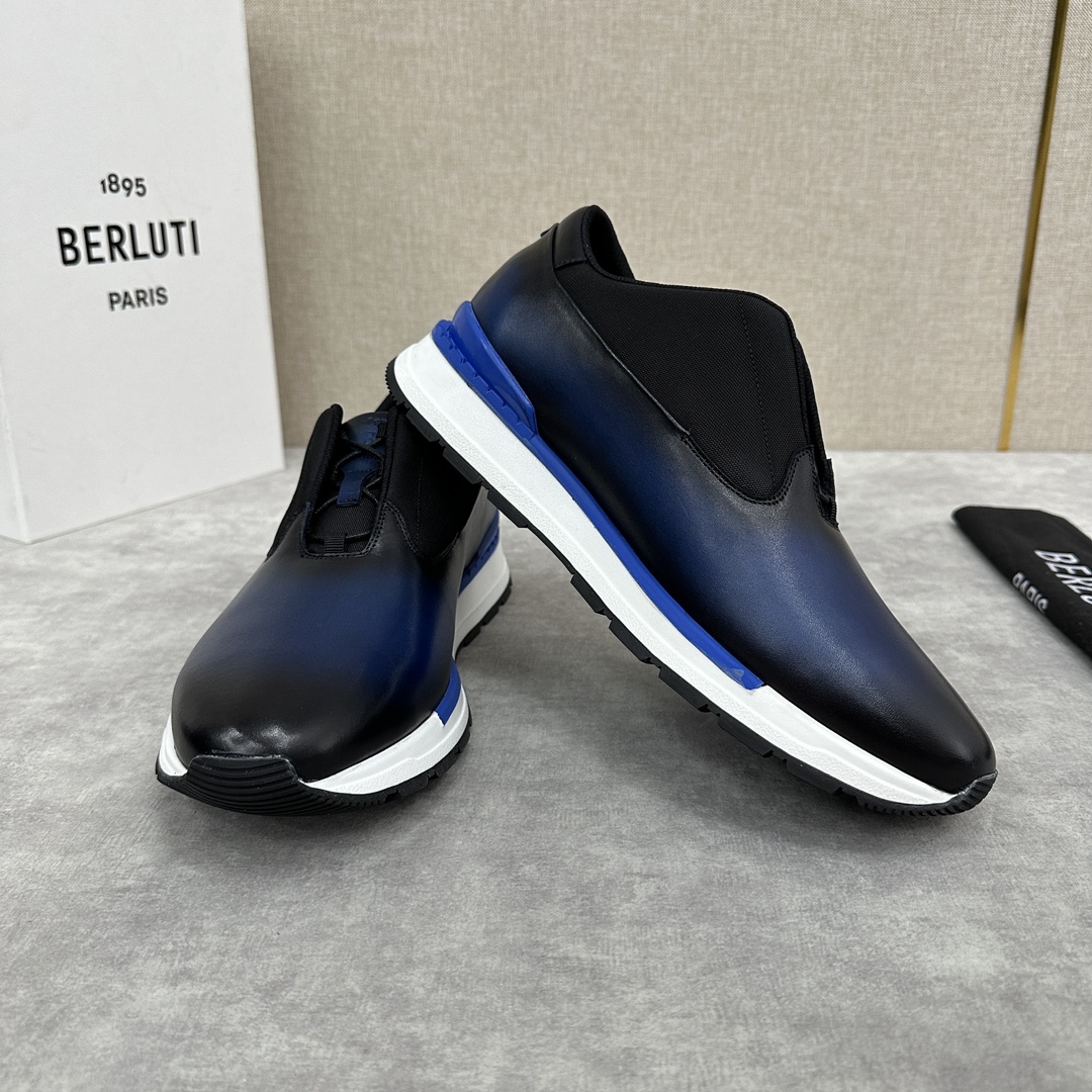 Berlut*布鲁提升级版第四代私模大底FastTrack皮革运动鞋官方11,500最新款男士休闲运动跑