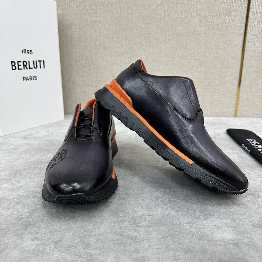 Berlut*布鲁提升级版第四代私模大底FastTrack皮革运动鞋官方11,500最新款男士休闲运动跑